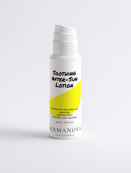 Lotion après-soleil apaisante DERMANOVA – soin rafraîchissant pour peau échauffée et sensible


