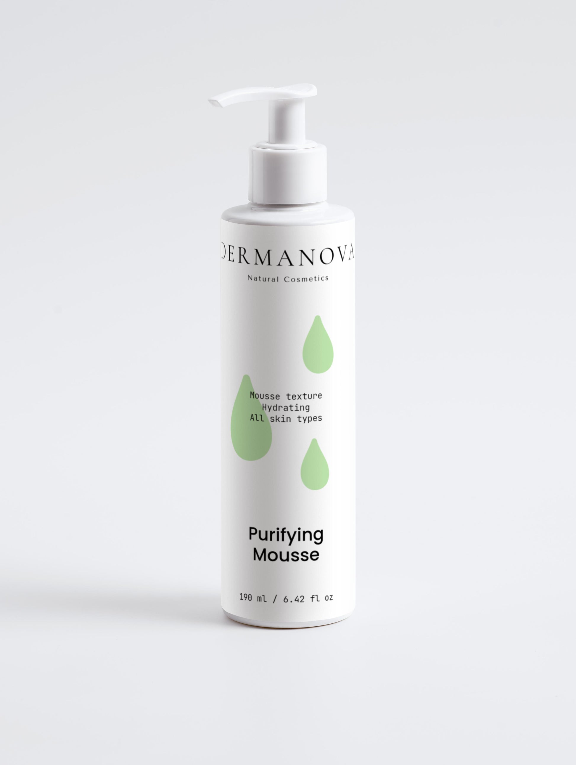 Mousse purifiante visage DERMANOVA – nettoyant doux à l’aloe vera pour tous types de peau